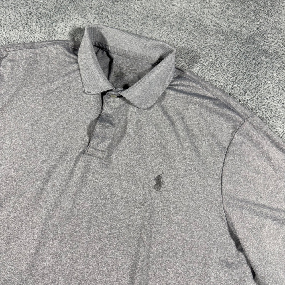 Polo Ralph Lauren Performance Polo Shirt Mens XL Gray Pony Logo Golf Stretch